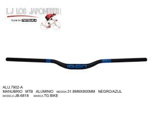MANUBRIO MTB ALUMINIO 31.8MMX800MM NEGRO/AZUL JB-6818 TG BIKE