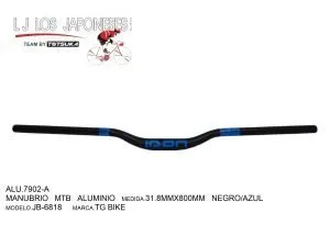 ALU.7902 MANUBRIO MTB ALUMINIO 31.8MMX800MM NEGRO/AZUL JB-6818 TG BIKE
