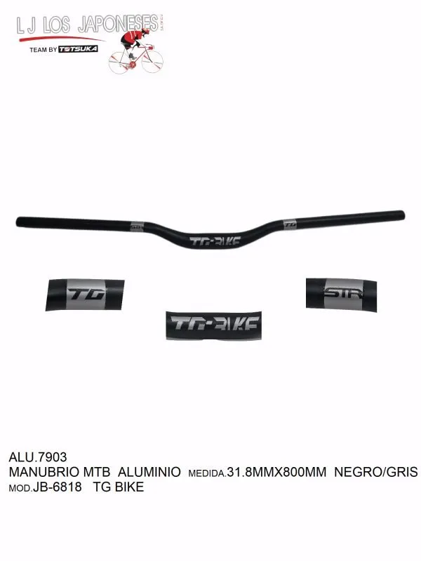 MANUBRIO MTB ALUMINIO 31.8MMX800MM NEGRO/GRIS JB-6818 TG BIKE