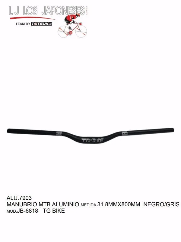MANUBRIO MTB ALUMINIO 31.8MMX800MM NEGRO/GRIS JB-6818 TG BIKE