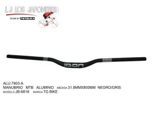 ALU.7903 MANUBRIO MTB ALUMINIO 31.8MMX800MM NEGRO/GRIS JB-6818 TG BIKE
