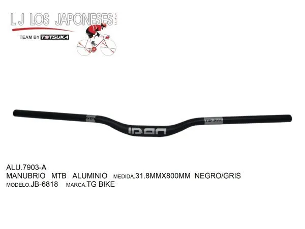 MANUBRIO MTB ALUMINIO 31.8MMX800MM NEGRO/GRIS JB-6818 TG BIKE