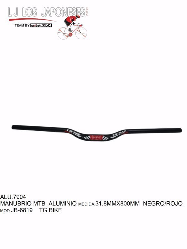 MANUBRIO MTB ALUMINIO 31.8MMX 800MM NEGRO/ROJO JB-6819  TG BIKE