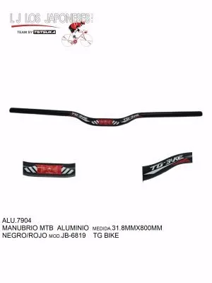 ALU.7904 MANUBRIO MTB ALUMINIO 31.8MMX 800MM NEGRO/ROJO JB-6819 TG BIKE
