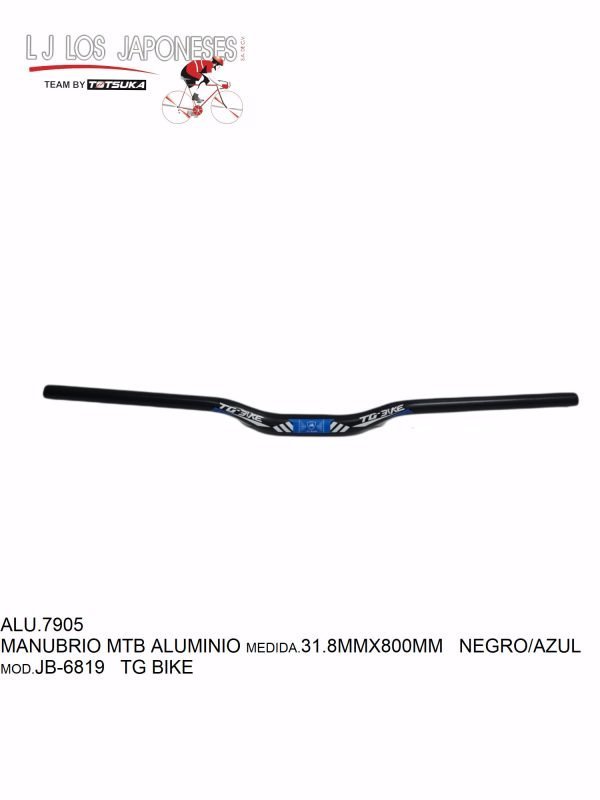 ALU.7905-2 MANUBRIO MTB ALUMINIO 31.8MMX800MM NEGRO/AZUL JB-6819 TG BIKE
