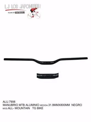 ALU.7906 MANUBRIO MTB ALUMINIO 31.8MMX800MM NEGRO ALL- MOUNTAIN TG BIKE