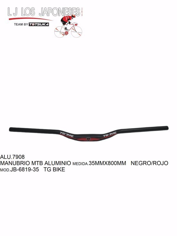 ALU.7908-2 MANUBRIO MTB ALUMINIO 35MMX800MM NEGRO/ROJO JB-6819-35 TG BIKE