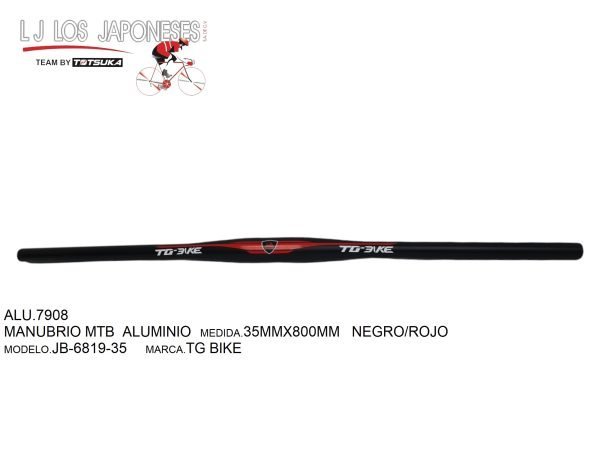 ALU.7908-3 MANUBRIO MTB ALUMINIO 35MMX800MM NEGRO/ROJO JB-6819-35 TG BIKE