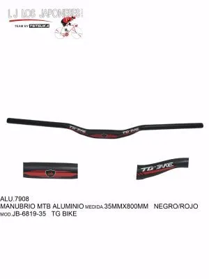 ALU.7908 MANUBRIO MTB ALUMINIO 35MMX800MM NEGRO/ROJO JB-6819-35 TG BIKE