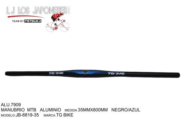 ALU.7909-3 MANUBRIO MTB ALUMINIO 35MMX800MM NEGRO/AZUL JB-6819-35 TG BIKE