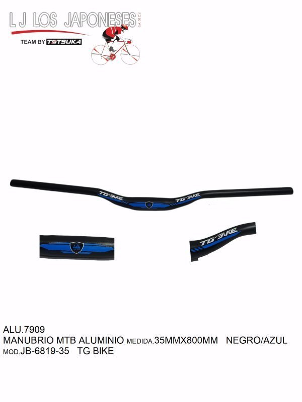 ALU.7909 MANUBRIO MTB ALUMINIO 35MMX800MM NEGRO/AZUL JB-6819-35 TG BIKE