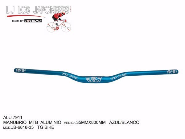 ALU.7911-3 MANUBRIO MTB ALUMINIO 35MMX800MM AZUL/BLANCO JB-6818-35 TG BIKE
