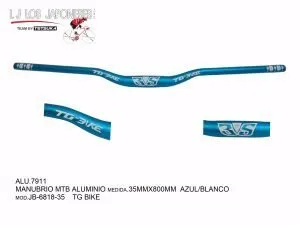 ALU.7911 MANUBRIO MTB ALUMINIO 35MMX800MM AZUL/BLANCO JB-6818-35 TG BIKE