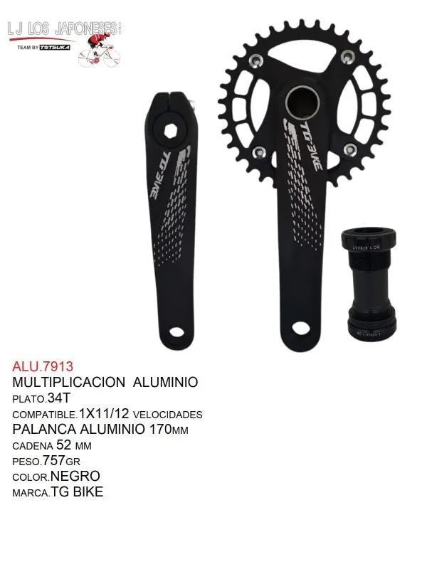 MULTIPLICACION 34T  1X11/12  170MM 52 MM CADENA C/EJE HUECO BSD104/CAJA73  TG BIKE