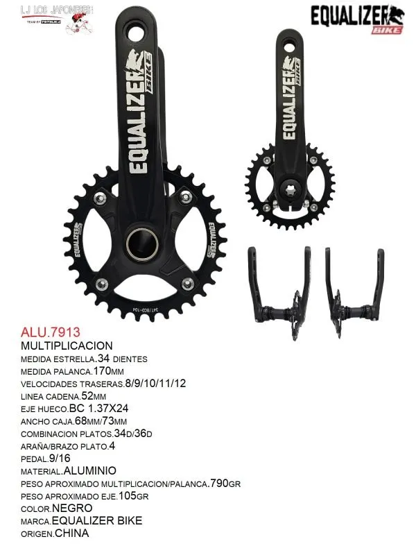 MULTIPLICACION 34T  1X11/12  170MM 52 MM CADENA C/EJE HUECO BSD104/CAJA73  TG BIKE