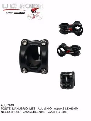 POSTE MANUBRIO MTB 31.8X60MM ALUMINIO NEGRO/ROJO JB-8705E TG BIKE