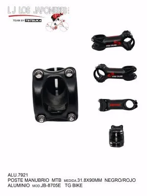 POSTE MANUBRIO MTB 31.8X90MM ALUMINIO NEGRO/ROJO JB-8705E TG BIKE