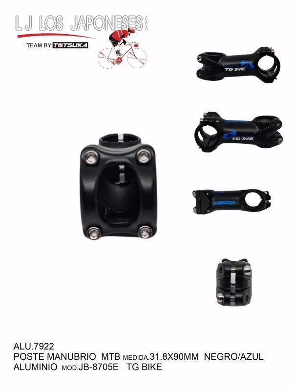 ALU.7922 POSTE MANUBRIO MTB 31.8X90MM ALUMINIO NEGRO/AZUL JB-8705E TG BIKE