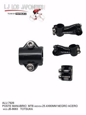 POSTE MANUBRIO MTB 25.4X60MM ACERO NEGRO JB-8683 TOTSUKA