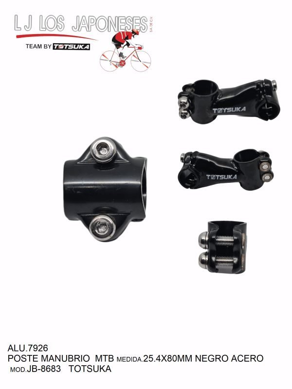 ALU.7926 POSTE MANUBRIO MTB 25.4X60MM ACERO NEGRO JB-8683 TOTSUKA