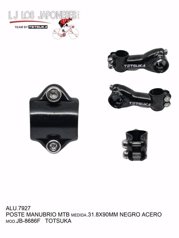 ALU.7927 POSTE DE MANUBRIO MTB 31.8X80MM ACERO NEGRO JB-8686F TOTSUKA
