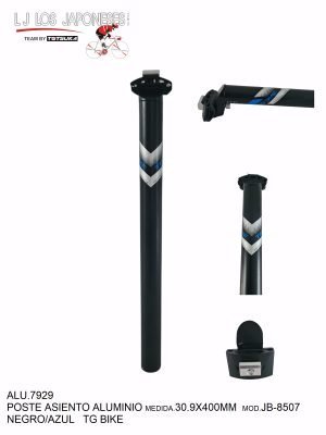 POSTE DE ASIENTO ALUMINIO 30.9  400MM NEGRO/AZUL JB-8507  TG BIKE