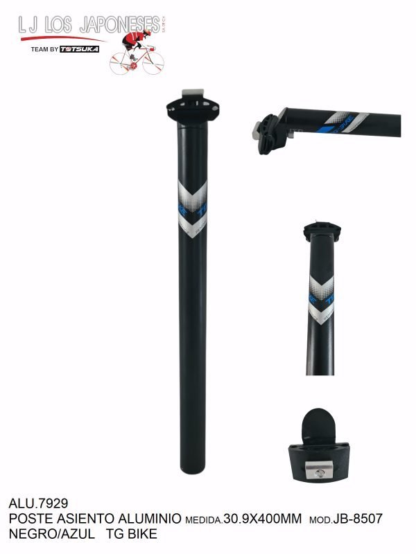 ALU.7929 POSTE DE ASIENTO ALUMINIO 30.9 400MM NEGRO/AZUL JB-8507 TG BIKE