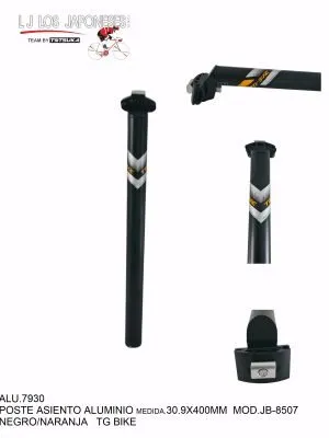POSTE DE ASIENTO ALUMINIO 30.9  400MM NEGRO/NARANJA JB-8507  TG BIKE