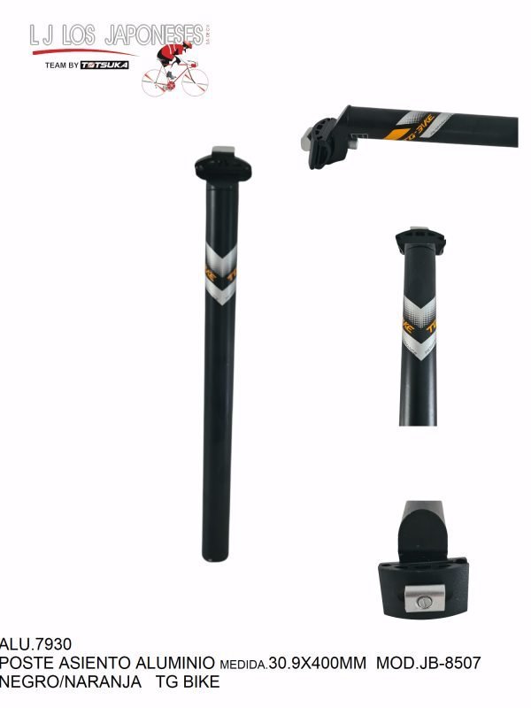 ALU.7930 POSTE DE ASIENTO ALUMINIO 30.9 400MM NEGRO/NARANJA JB-8507 TG BIKE