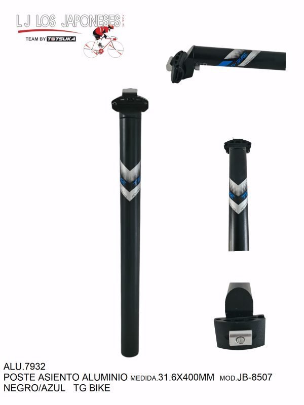 ALU.7932 POSTE DE ASIENTO ALUMINIO 31.6 400MM NEGRO/AZUL JB-8507 TG BIKE