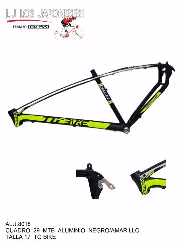 ALU.8018 CUADRO MTB R-29 ALUMINIO NGO/AMARILLO TG BIKE TALLA 17