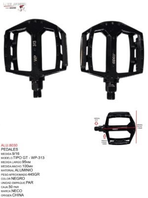 PEDAL 9/16 T/GT WP-313 ALUMINIO NEGRO NECO - CHINA
