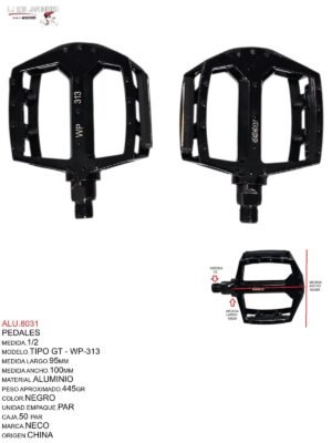 PEDAL 1/2    T/GT WP-313 ALUMINIO NEGRO NECO - CHINA