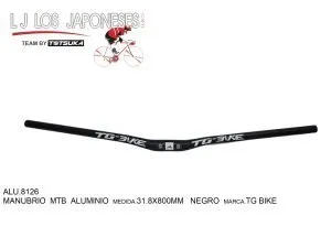 ALU.8126 MANUBRIO MTB ALUMINIO 31.8X800MM NEGRO TG BIKE