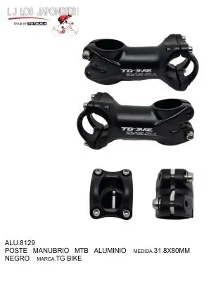 POSTE MANUBRIO MTB 31.8X80MM  ALUMINIO NEGRO TG BIKE