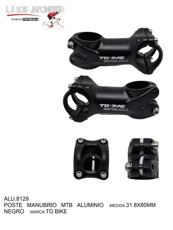 POSTE MANUBRIO MTB 31.8X80MM  ALUMINIO NEGRO TG BIKE