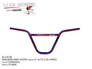 ALU.8136 MANUBRIO BMX ACERO TORNASOL 9’’ ALTO X 28 LARGO TG BIKE