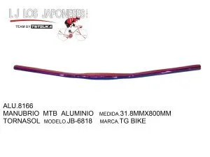 ALU.8166 MANUBRIO MTB ALUMINIO 31.8MMX80MM TORNASOL JB-6818 TG BIKE