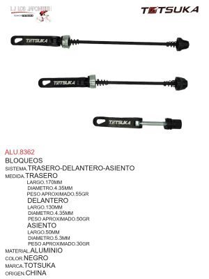BLOQUEOS  JUEGO  DELANTERO/TRASERO/ASIENTO ALUMINIO NEGRO