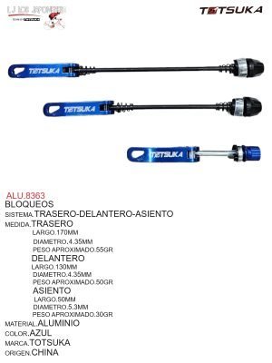 BLOQUEOS  JUEGO  DELANTERO/TRASERO/ASIENTO ALUMINIO AZUL
