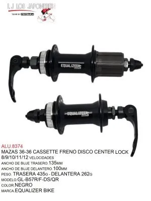 MAZA 36 TRASERA GL-B57R-DS/QR  FRENO DISCO CENTER LOCK NEGRO MARCA  GULI