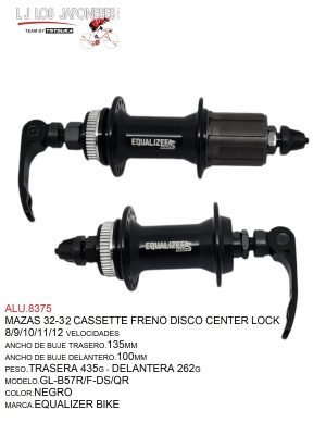MAZA 32 TRASERA GL-B57R-DS/QR FRENO DISCO CENTER LOCK  NEGRO MARCA  GULI