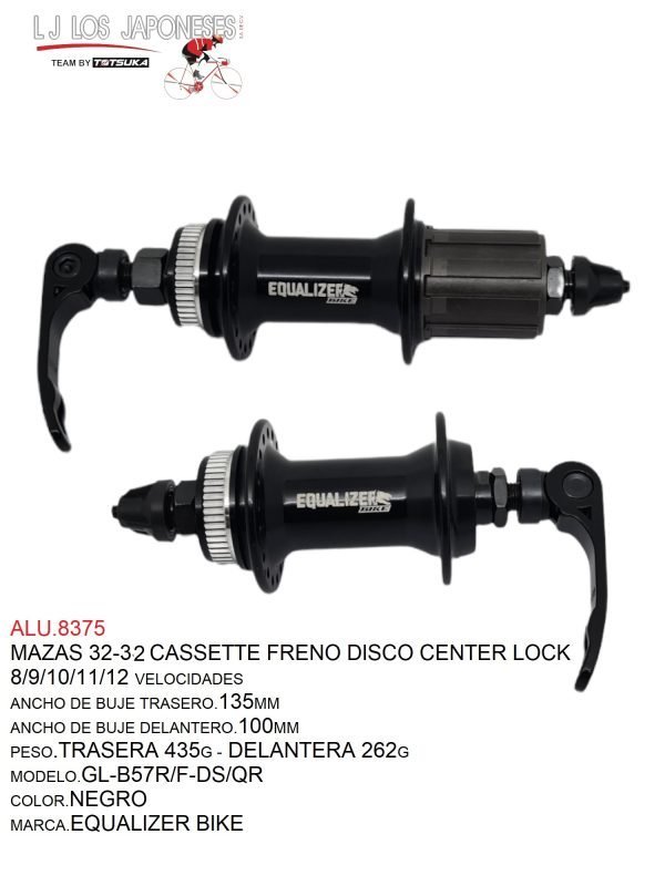 MAZA 32 TRASERA GL-B57R-DS/QR FRENO DISCO CENTER LOCK  NEGRO MARCA  GULI