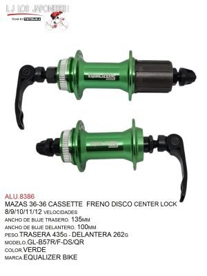 MAZA 36 TRASERA GL-B57R-DS/QR  FRENO DISCO CENTER LOCK VERDE   MARCA  GULI