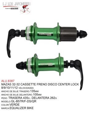 MAZA 32 TRASERA GL-B57R-DS/QR FRENO DISCO CENTER LOCK VERDE MARCA  GULI