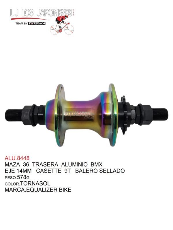 ALU.8448-2 MAZA 36 TRASERA BMX 14MM CASETTE 9T ALUMINIO TG BIKE TORNASOL