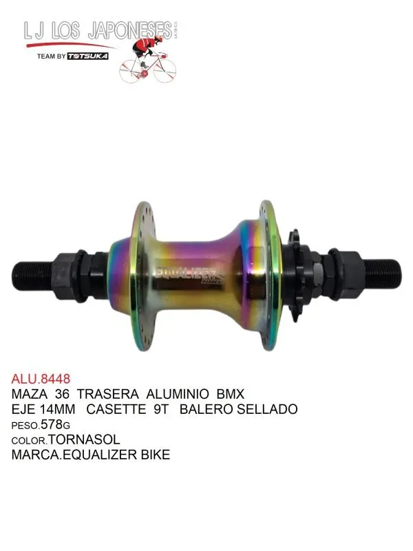 MAZA 36 TRASERA  BMX  14MM CASETTE  9T   ALUMINIO  TG BIKE  TORNASOL