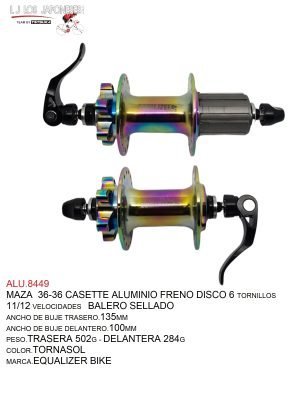 MAZA  CASETTE 36-36  MTB  11/12 P ALUMINIO BALERO SELLADO  MARCA  TG BIKE PAR