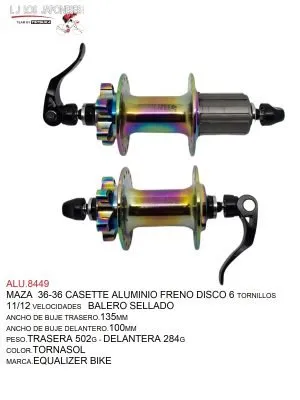 MAZA  CASETTE 36-36  MTB  11/12 P ALUMINIO BALERO SELLADO  MARCA  TG BIKE PAR