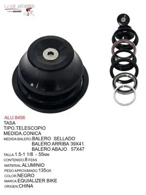 ALU.8456 TASA TELESCOPIO 1.5 A 1 1/8 TAPERED (CONICA) MARCA EQUALIZER